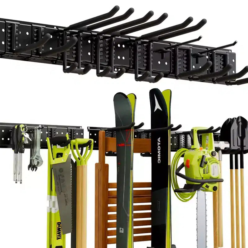 Hausource 48in Garden Tool Organizer Garage Storage Rack, Black