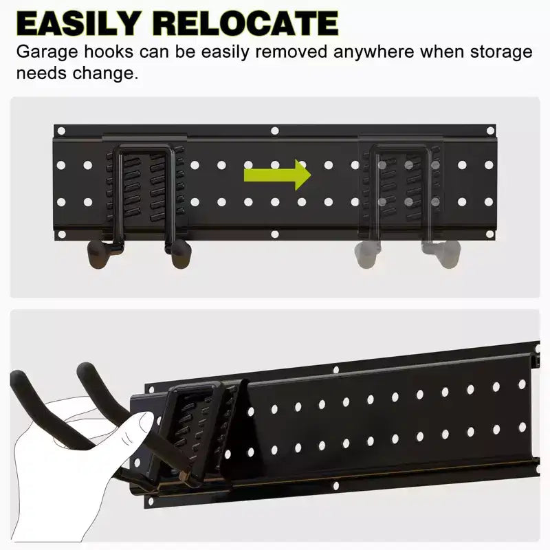 Organisateur d'outils de jardin de 122 cm, support de rangement de garage, noir