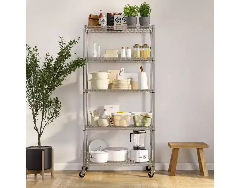 Étagère métallique à 5 niveaux, 36x14, autoportante