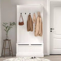 Entryway Bench with Standing Coat Rack Hall Tree with Shoe Storage Bench Entryway Organizer with 5 Hooks