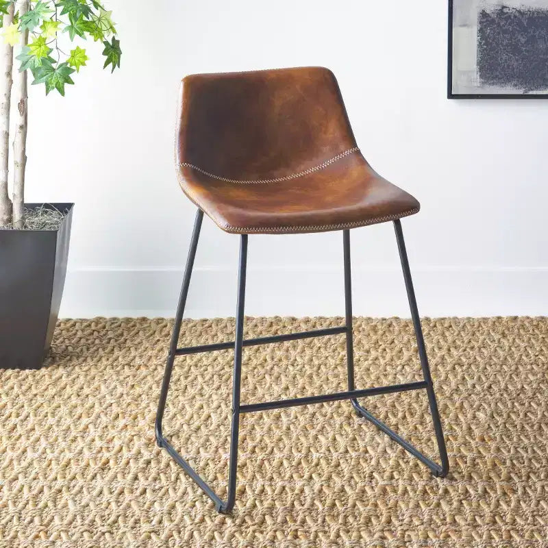 Tabouret de comptoir moderne rembourré avec base en métal