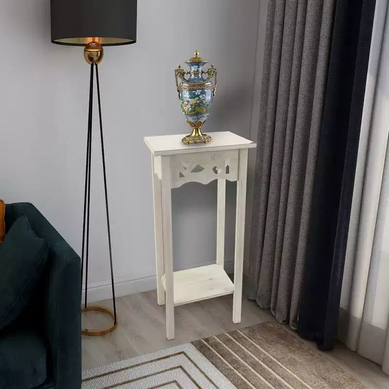 Table d'appoint porte-plante avec étagère de rangement, 30x30x60 cm