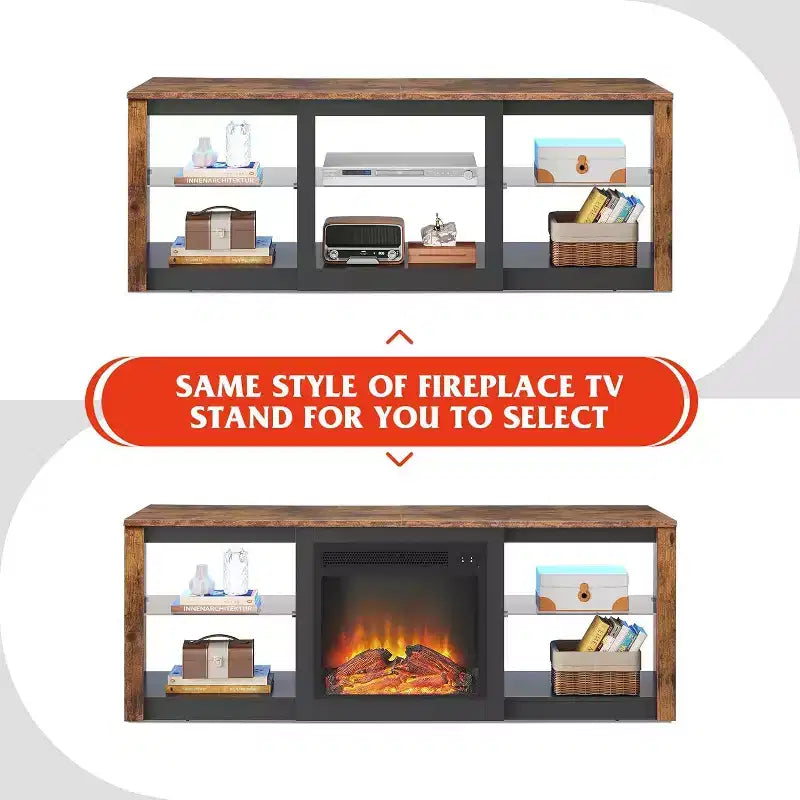 Meuble TV avec lumières LED pour téléviseurs jusqu'à 65", étagères en verre, console moderne, blanc