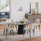 Table à manger ovale en bois massif 67x33.5 avec piètement conique élégant pour 6 personnes