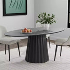 Table à manger ovale en bois massif 67x33.5 avec piètement conique élégant pour 6 personnes