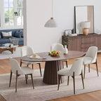 Table à manger ovale en bois massif 67x33.5 avec piètement conique élégant pour 6 personnes