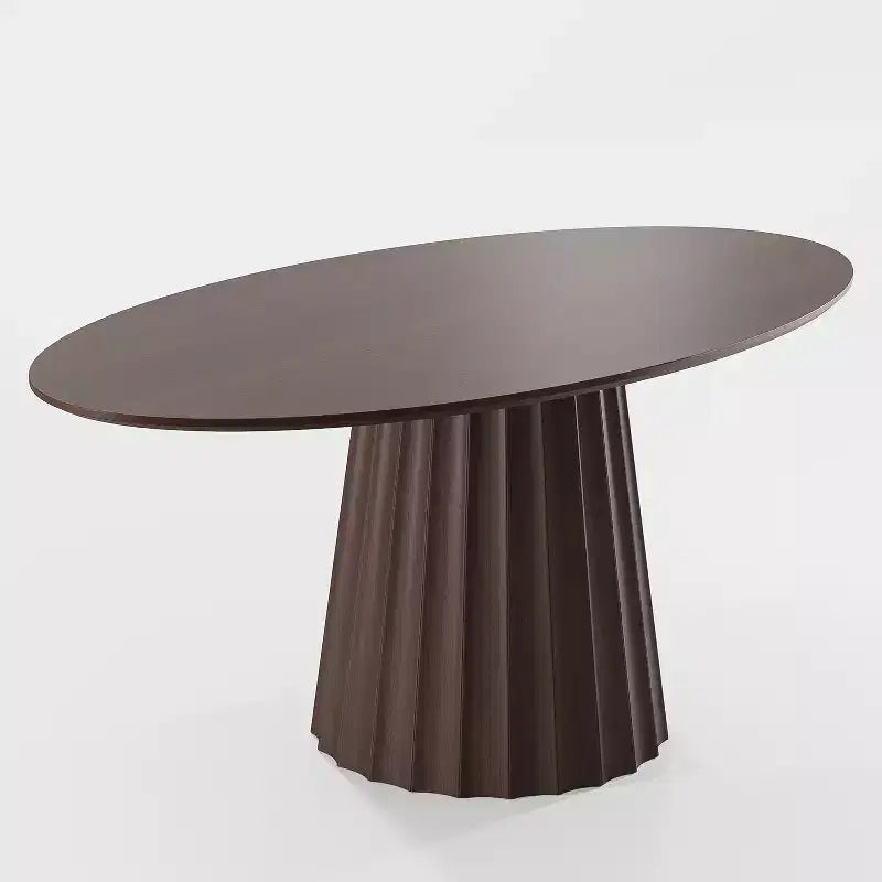 Table à manger ovale en bois massif 67x33.5 avec piètement conique élégant pour 6 personnes