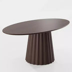 Table à manger ovale en bois massif 67x33.5 avec piètement conique élégant pour 6 personnes
