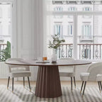 Table à manger ovale en bois massif 67x33.5 avec piètement conique élégant pour 6 personnes