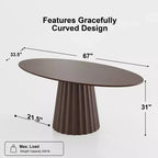 Table à manger ovale en bois massif 67x33.5 avec piètement conique élégant pour 6 personnes