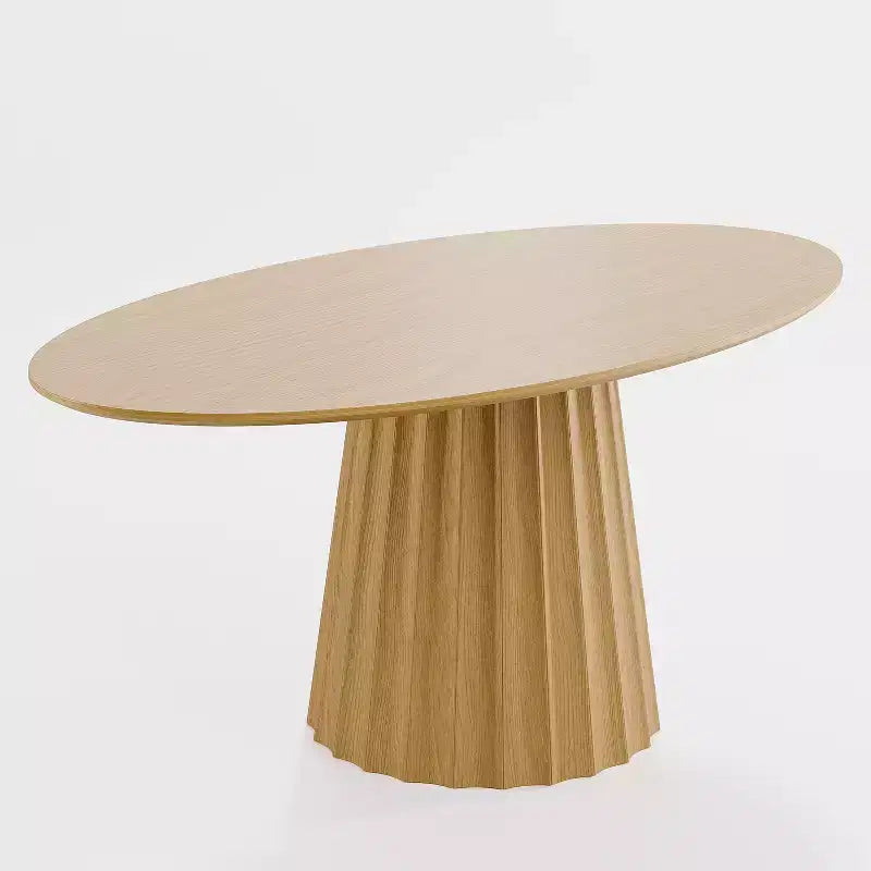 Table à manger ovale en bois massif 67x33.5 avec piètement conique élégant pour 6 personnes