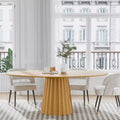 67x33.5 Solid Wood Oval Dining Table with Stylish Tapered Base for 6 People