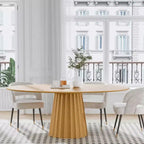 67x33.5 Solid Wood Oval Dining Table with Stylish Tapered Base for 6 People