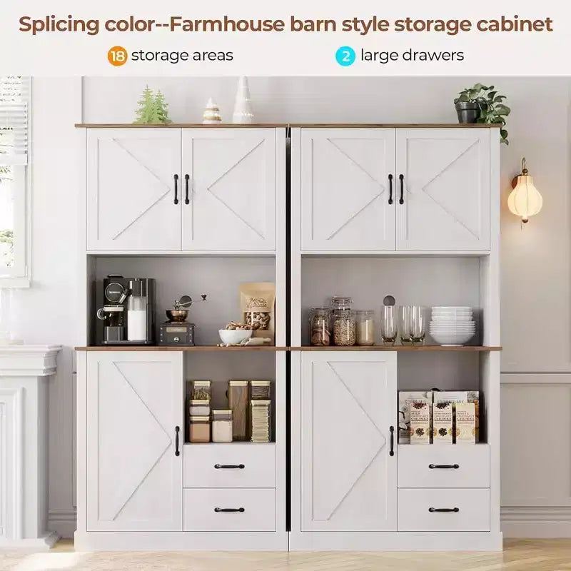 Meuble de cuisine élégant avec support pour micro-ondes, grande armoire haute avec tiroirs et étagères, solution de rangement parfaite pour les salles à manger et les salons