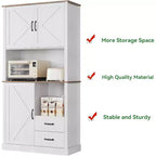 Meuble de cuisine élégant avec support pour micro-ondes, grande armoire haute avec tiroirs et étagères, solution de rangement parfaite pour les salles à manger et les salons