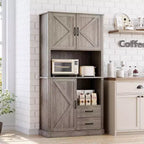 Meuble de cuisine élégant avec support pour micro-ondes, grande armoire haute avec tiroirs et étagères, solution de rangement parfaite pour les salles à manger et les salons