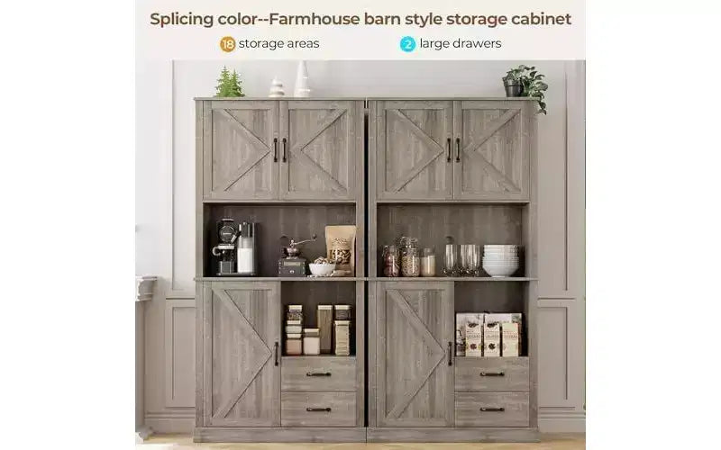 Meuble de cuisine élégant avec support pour micro-ondes, grande armoire haute avec tiroirs et étagères, solution de rangement parfaite pour les salles à manger et les salons