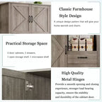 Meuble de cuisine élégant avec support pour micro-ondes, grande armoire haute avec tiroirs et étagères, solution de rangement parfaite pour les salles à manger et les salons