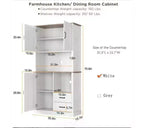 Meuble de cuisine élégant avec support pour micro-ondes, grande armoire haute avec tiroirs et étagères, solution de rangement parfaite pour les salles à manger et les salons