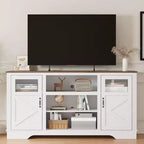 Meuble TV de ferme avec lumières LED pour téléviseurs de 65 po, armoires de rangement et étagères ouvertes