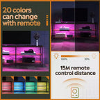 Meuble TV pour téléviseurs de 65 à 70 pouces avec lumières LED et rangement pour jeux, Greige