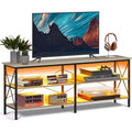 GALAXHERO TV Stand for 65-70 inch TV with LED Lights, Gaming Entertainment Center with Storage, Industrial TV Console for Living Room, Greige