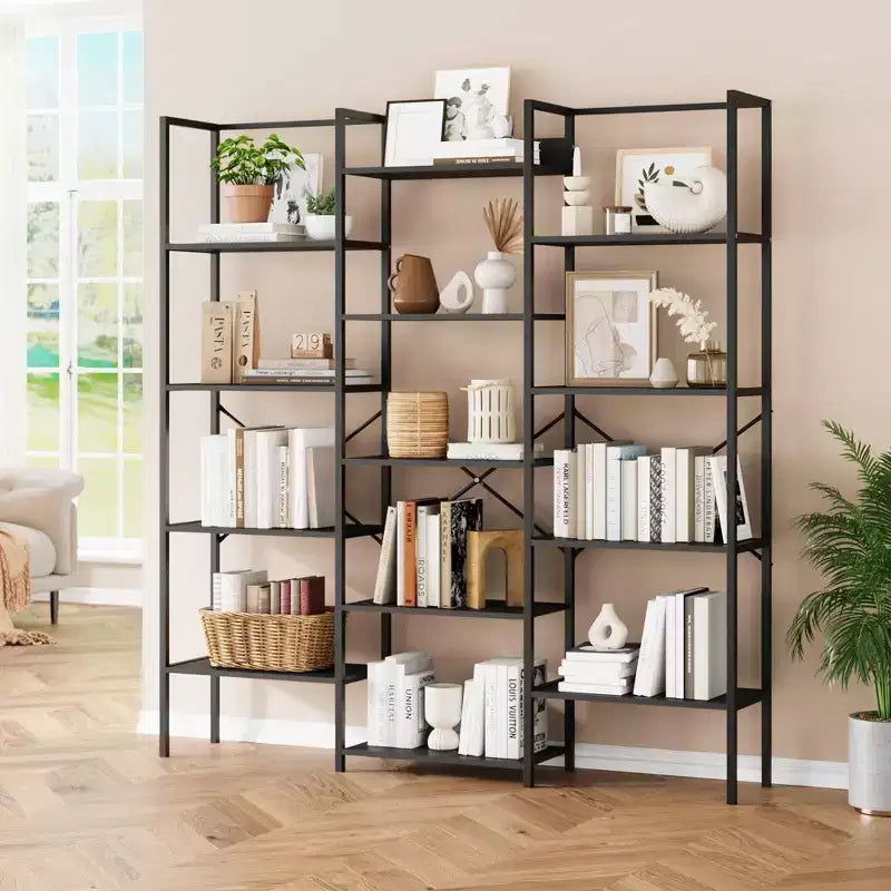 Bibliothèques à 5 niveaux, étagère industrielle triple, étagère en acier, étagères de rangement