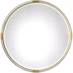 Uttermost Round Vanity Decorative Wall Mirror Beveled Metallic Gold Clear Acrylic Wood Frame 37 1/2 Wide for Bathroom Bedroom
