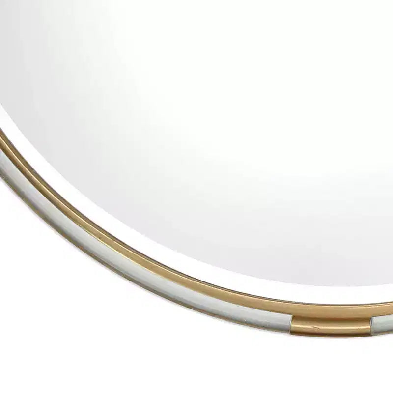 Miroir mural de courtoisie rond biseauté doré en acrylique et bois de 37,5 po