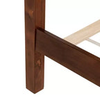 Lit en bois King Pine avec tête et pied de lit en rotin, marron