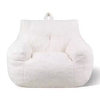 VEVOR Bean Bag Chair, 3 feet Bean Bag Chair with Soft Armrests and Storage Pocket, 25D Memory Foam Filled with Soft Teddy Velvet Cover, White