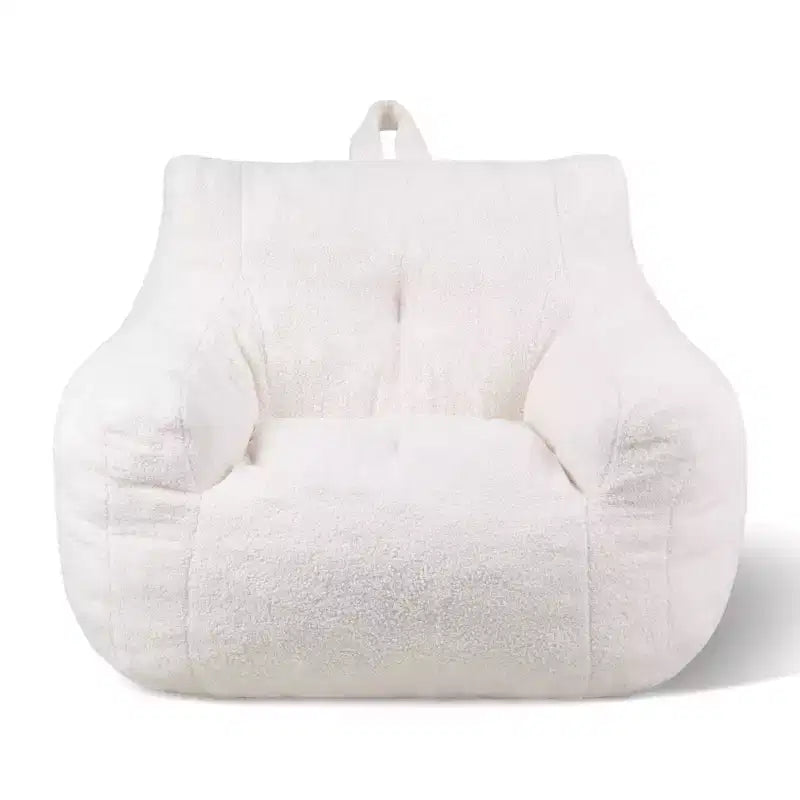 VEVOR Bean Bag Chair, 3 feet Bean Bag Chair with Soft Armrests and Storage Pocket, 25D Memory Foam Filled with Soft Teddy Velvet Cover, White
