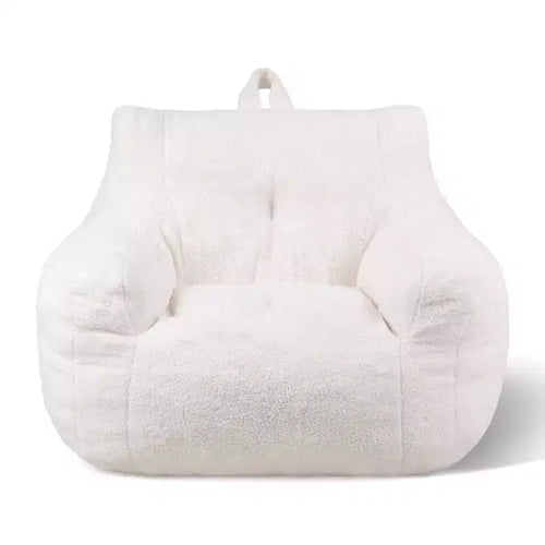 VEVOR Bean Bag Chair, 3 feet Bean Bag Chair with Soft Armrests and Storage Pocket, 25D Memory Foam Filled with Soft Teddy Velvet Cover, White
