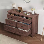Commode 6 tiroirs pour Chambre à Coucher, Commode de Rangement en Bois de 47" de Large, Organiseur de Placard Moderne Autonome, Salon, Entrée