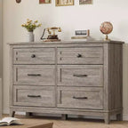 Commode 6 tiroirs pour Chambre à Coucher, Commode de Rangement en Bois de 47" de Large, Organiseur de Placard Moderne Autonome, Salon, Entrée