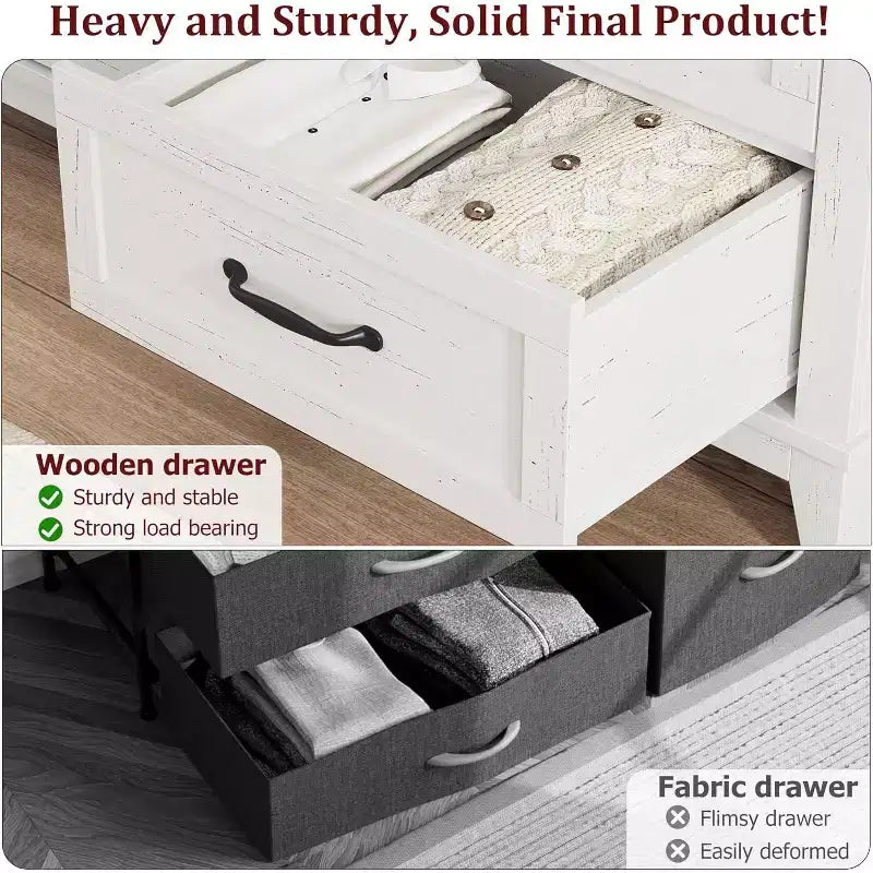 Commode 6 tiroirs pour Chambre à Coucher, Commode de Rangement en Bois de 47" de Large, Organiseur de Placard Moderne Autonome, Salon, Entrée
