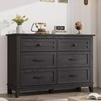 6 Drawer Dresser for Bedroom, 47 Wide Wooden Storage Chest, Modern Freestanding Closet Organizer, Living Room, Entryway