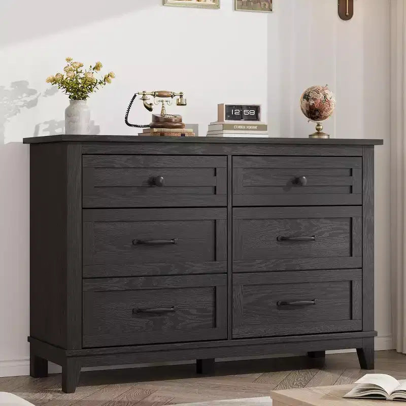 6 Drawer Dresser for Bedroom, 47 Wide Wooden Storage Chest, Modern Freestanding Closet Organizer, Living Room, Entryway