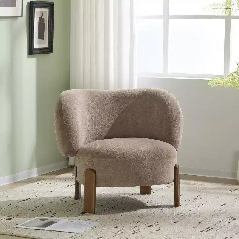 Fauteuil sans accoudoirs rembourré à dossier haut style Mid-Century Modern