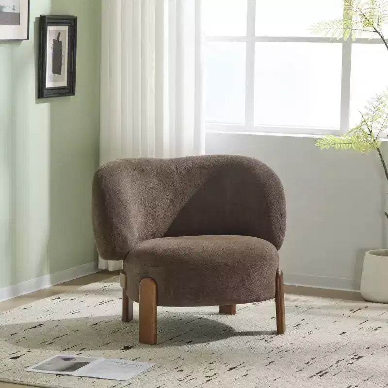 Fauteuil sans accoudoirs rembourré à dossier haut style Mid-Century Modern