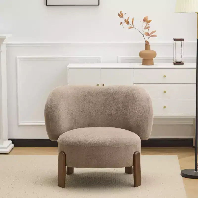 Fauteuil sans accoudoirs rembourré à dossier haut style Mid-Century Modern