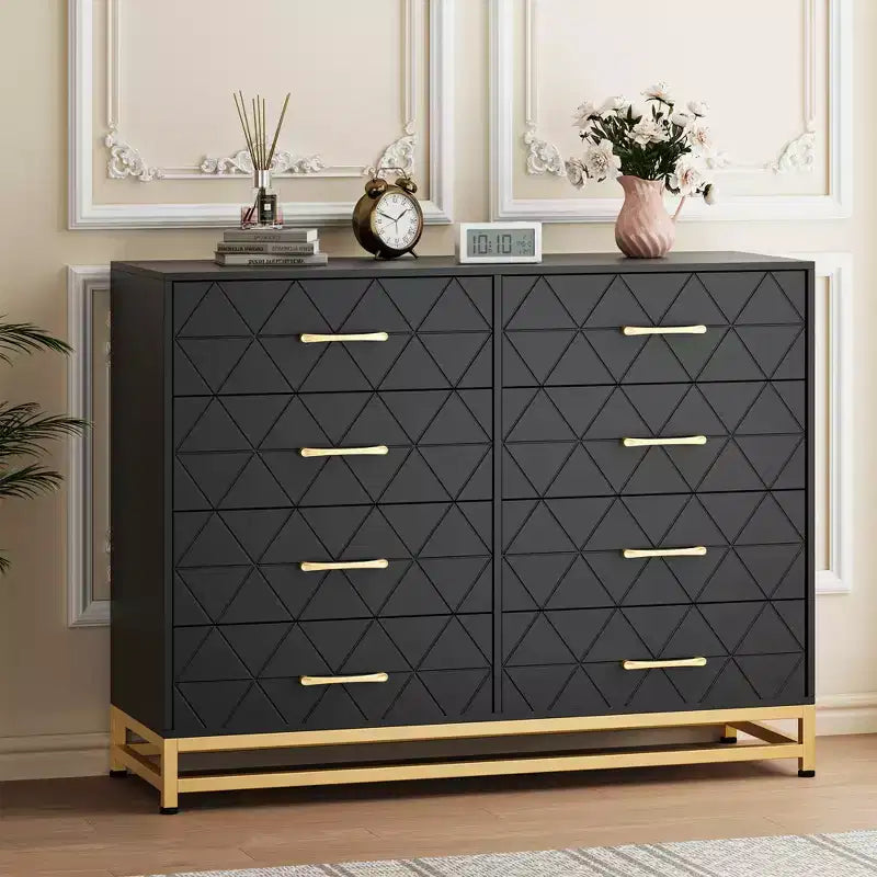 CuisinSmart 8 Drawer Dresser, Chest of Drawers for Bedroom, Metal Handles and Legs, for Bedroom, Living Room, Entryway, Space Saving