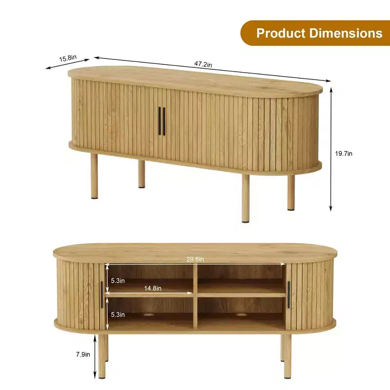 Meuble TV moderne de 120 cm avec compartiment de rangement et porte coulissante, centre de divertissement pour console de jeux avec placard pour salon, chambre à coucher