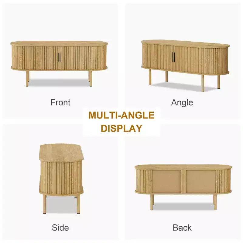 Meuble TV moderne de 120 cm avec compartiment de rangement et porte coulissante, centre de divertissement pour console de jeux avec placard pour salon, chambre à coucher