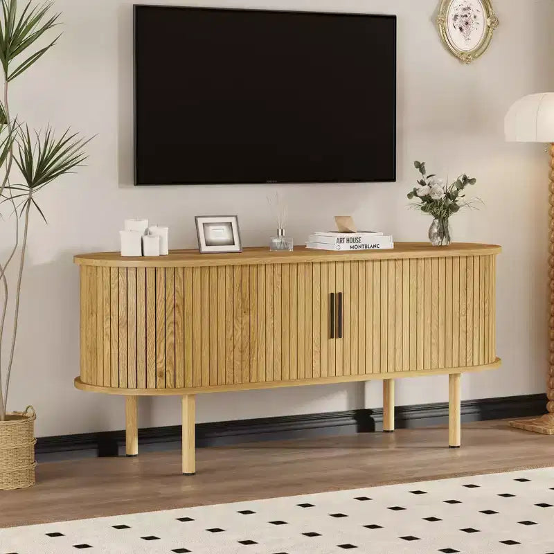 47.2 TV Stand, Modern TV Console Table with Storage Compartment and Sliding Door, Gaming Entertainment Center with Cabinet for Living Room, Bedroom
