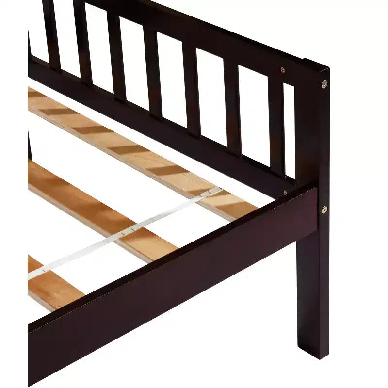 Lit de repos double en bois de pin avec 2 tiroirs de rangement et 10 lattes de support, marron