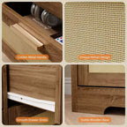 Commode 10 tiroirs pour chambre à coucher, commode de ferme en rotin avec poignées, armoire de rangement en bois autoportante pour salon, placard, entrée