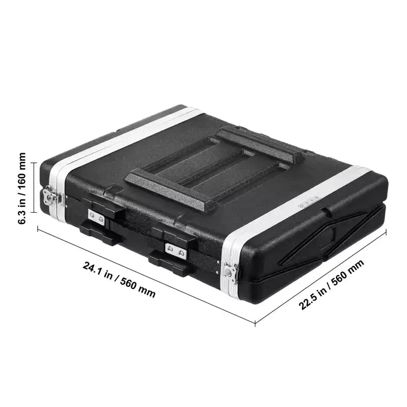 Boîtier rack 19" standard 2U avec poignée en ABS et loquets à papillon robustes, noir