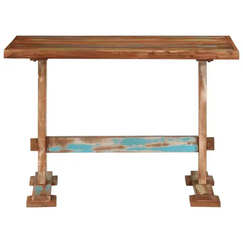 Table à manger en bois recyclé massif multicolore, taille moyenne