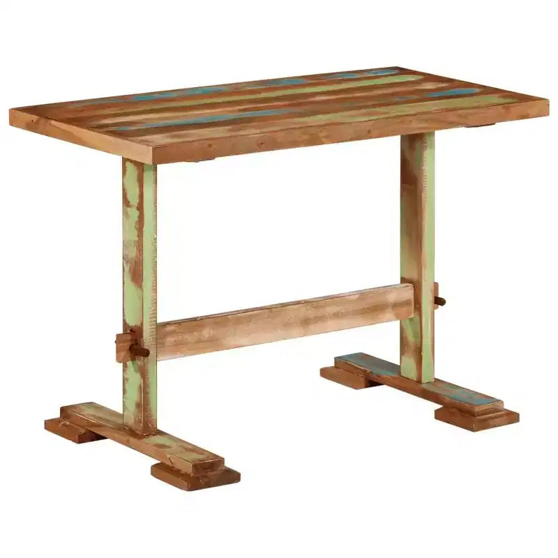 Table à manger en bois recyclé massif multicolore, taille moyenne